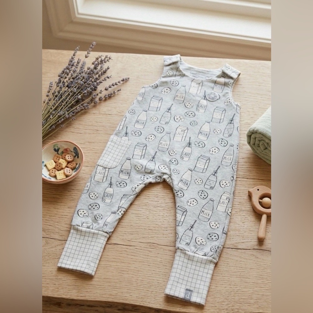 Baby Romper 6 Months Unisex Cotton Sleeveless Jumpsuit Infant Milk Cookie Print